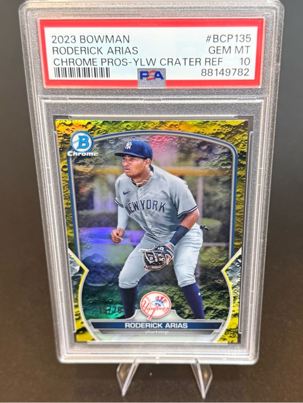 2023 Bowman # BCP135 Roderick Arias Chrome pros-ylw crater ref PSA10 Rookie